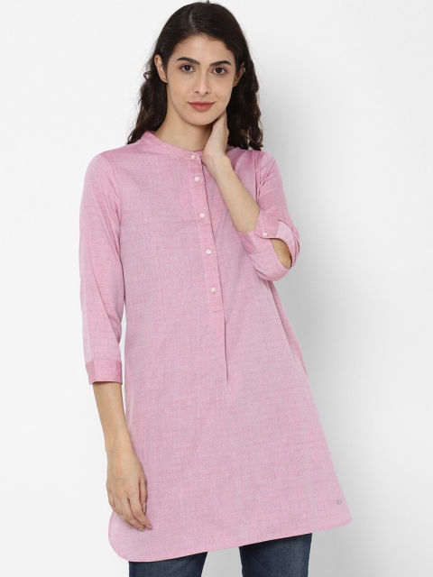 

Allen Solly Woman Pink Mandarin Collar Cotton Tunic