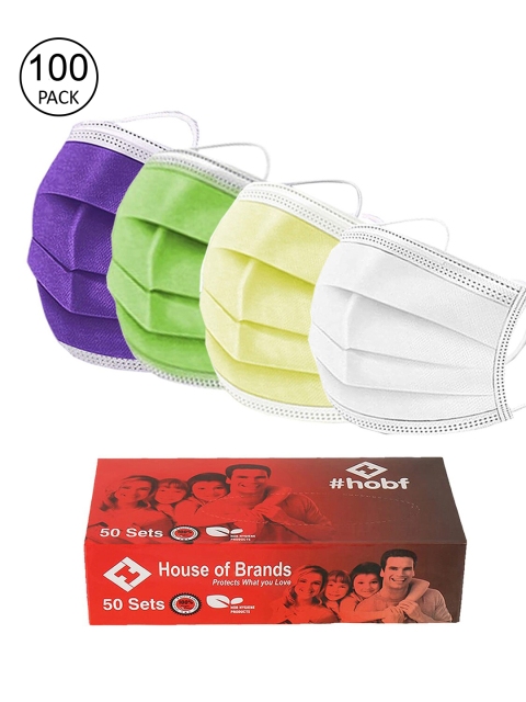 

Swiss Design Multicoloured Pack Of 100 3-Ply Anti Polluction Ultrasonic Outdoor Mask, Multi