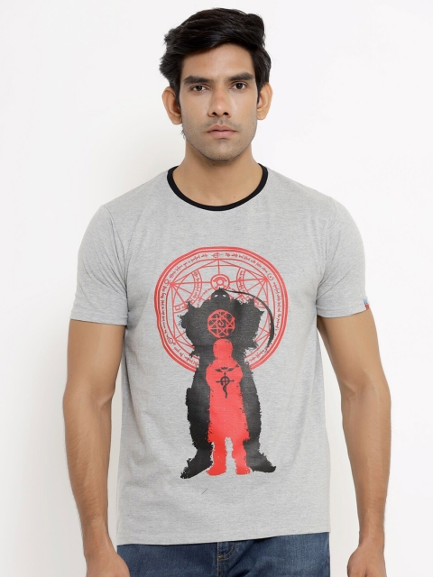 

ComicSens.xyz Men Grey Fullmetal Alchemist Printed T-shirt