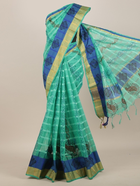 

Pothys Green Ethnic Motifs Cotton Blend Saree