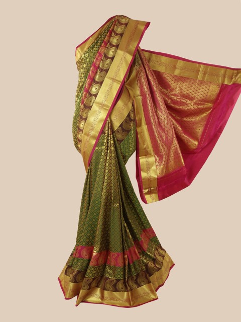 

Pothys Green & Magenta Paisley Zari Pure Silk Saree