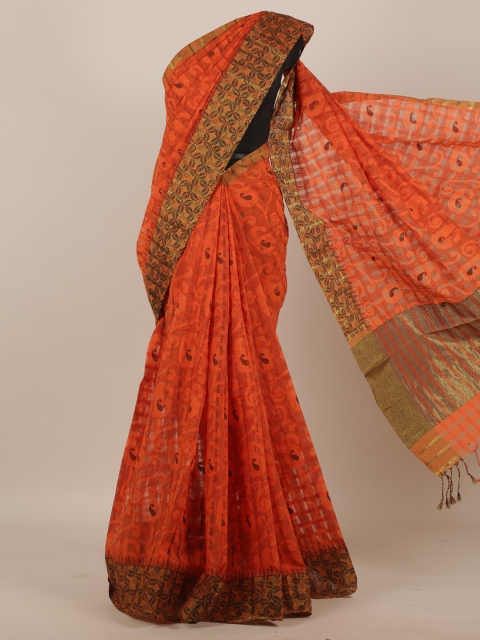 

Pothys Orange Paisley Saree