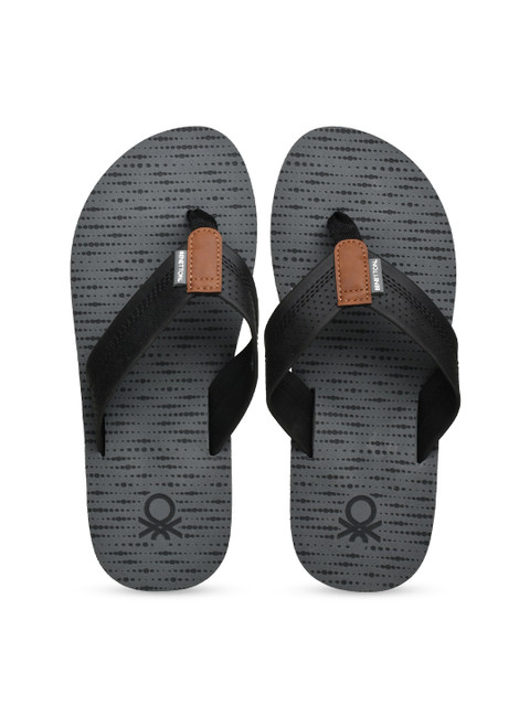 

United Colors of Benetton Men Black & Grey Solid Thong Flip-Flops