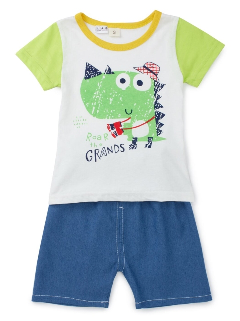 

Like A Boss Boys Green & White Printed T-shirt with Shorts