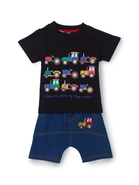 

Like A Boss Boys Black & Blue Printed T-shirt with Shorts