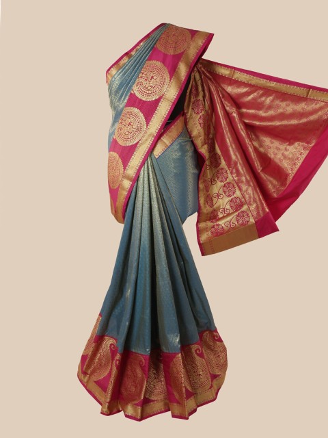 

Pothys Blue & Pink Ethnic Motifs Pure Silk Saree
