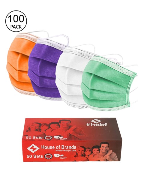 

Swiss Design Adult Pack of 100 3ply Mask With Nose-Pin, Orange
