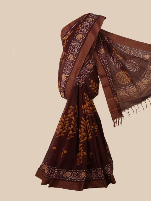 

Pothys Maroon Floral Jute Cotton Saree