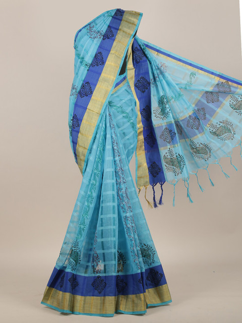 

Pothys Blue & Black Ethnic Motifs Zari Saree