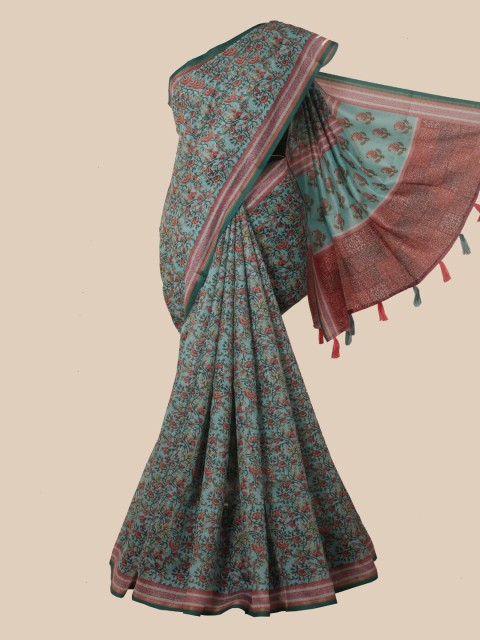 

Pothys Blue & Pink Floral Saree