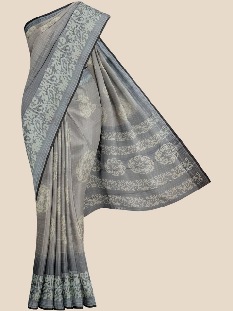 

KLM Fashion Mall Grey Ethnic Motifs Silk Blend Saree