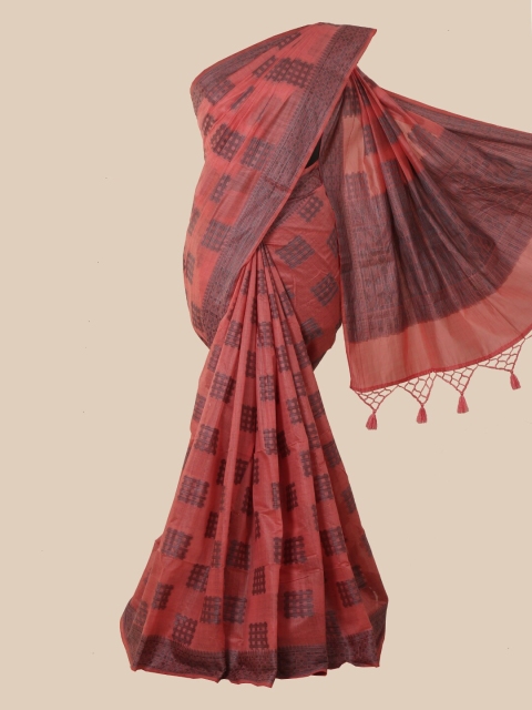 

Pothys Peach Printed Cotton Blend Saree