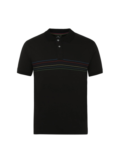 

PS By Paul Smith Men Black Polo Collar T-shirt