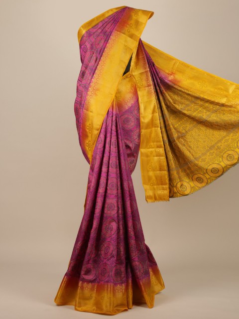 

Pothys Pink & Yellow Jute Silk Saree