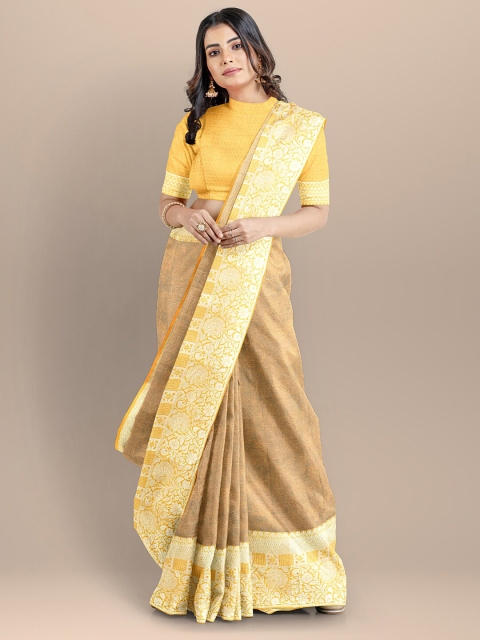 

BharatSthali Gold Woven Design Silk Cotton Banarasi Handloom Saree
