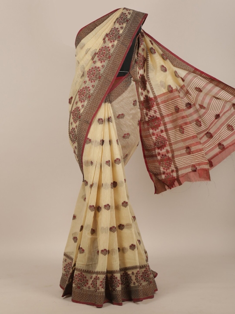

Pothys Cream & Brown Floral Saree
