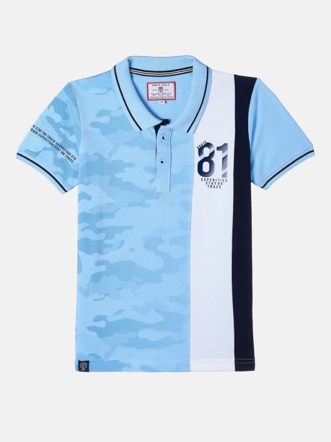 

Monte Carlo Boys Blue Camouflage Printed Polo Collar T-shirt