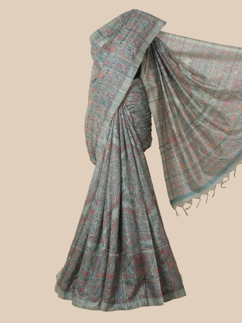

Pothys Green Kalamkari Jute Silk Saree