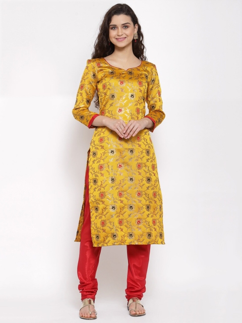 

Me Lady Fashion Yellow & Red Unstitched Dress Material