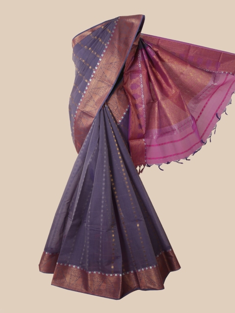 

Pothys Navy Blue & Pink Zari Silk Cotton Saree