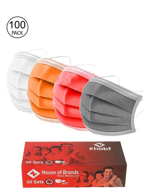 

Swiss Design Pack Of 100 Mix Colour 3ply Mask With Nose-Pin, Multi