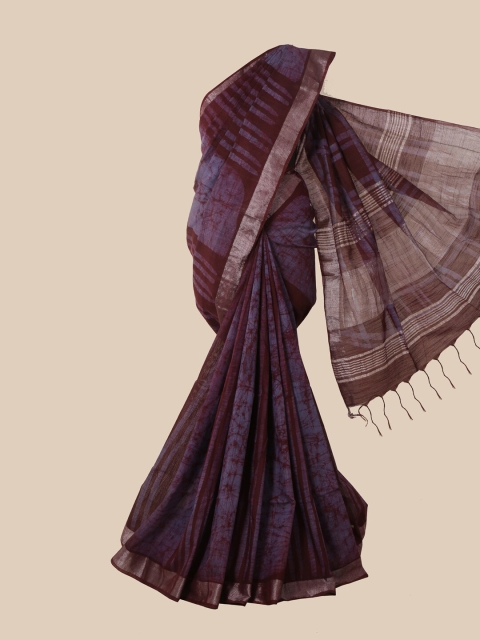 

Pothys Maroon & Purple Batik Zari Jute Cotton Saree