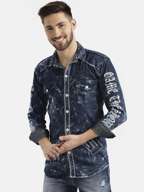 

V2 Value & Variety Men Blue Slim Fit Faded Casual Shirt