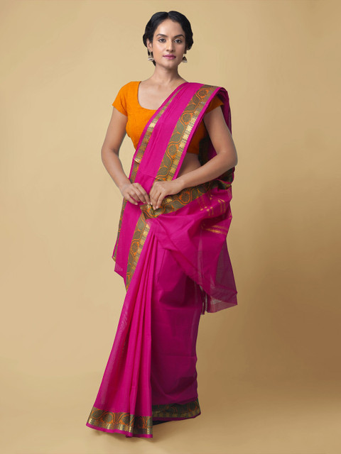 

Unnati Silks Pink Pure Cotton Kanjeevaram Saree