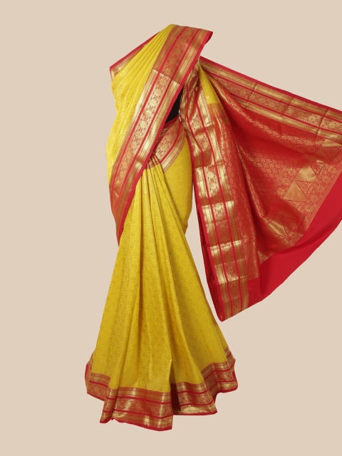 

Pothys Yellow & Red Woven Design Zari Pure Silk Saree