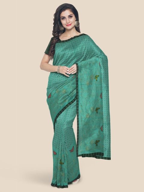 

Kalamandir Sea Green Ethnic Motifs Supernet Saree