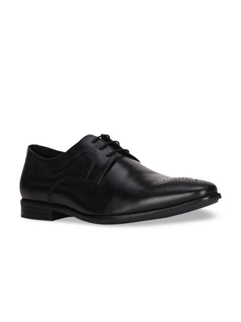

Hush Puppies Men Black Textured Leather Formal Derbys