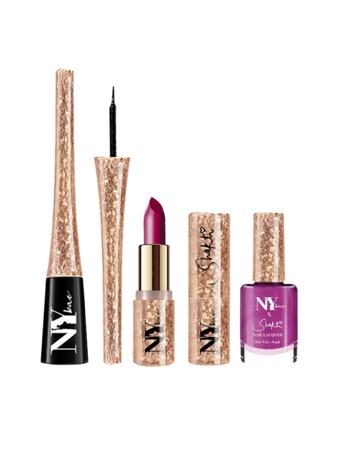

NY Bae Shakti Range Kit Black Liquid Eyeliner Purple Creamy Matte Lipstick & Nail Paint, Multi