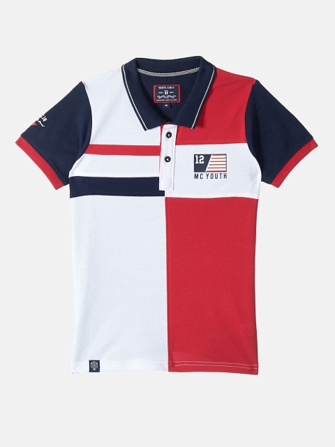 

Monte Carlo Boys Red & White Colourblocked Polo Collar Applique T-shirt
