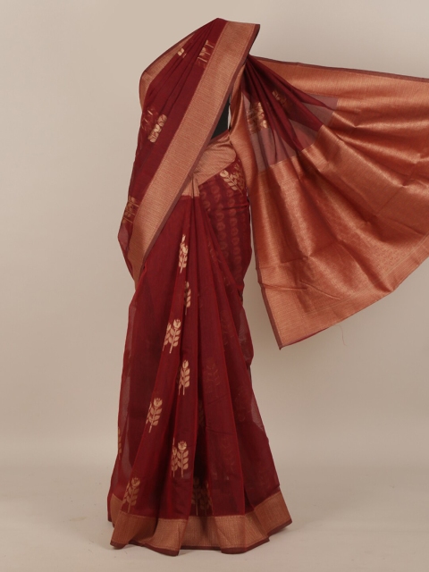 

Pothys Mustard & Maroon Checked Pure Cotton Saree
