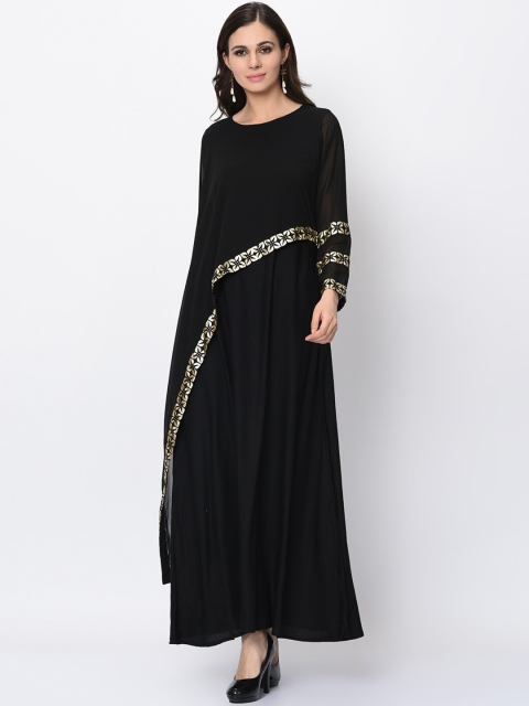 

ZIYAA Women Black Flared Sleeves Anarkali Kurta