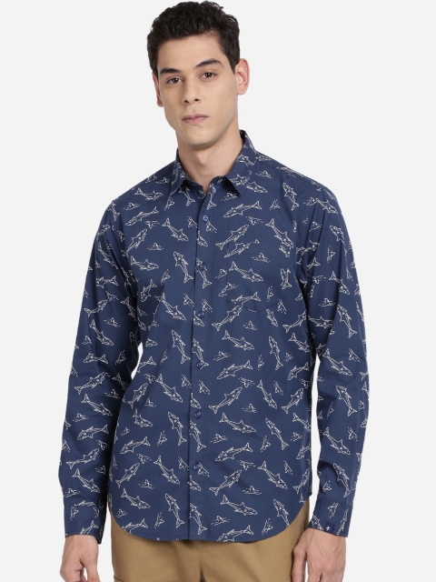 

Breakbounce Men Blue Slim Fit conversational Printed Casual Shirt