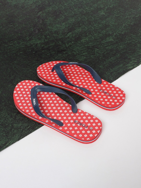 

Forca Men Navy Blue & Red Printed Rubber Thong Flip-Flops