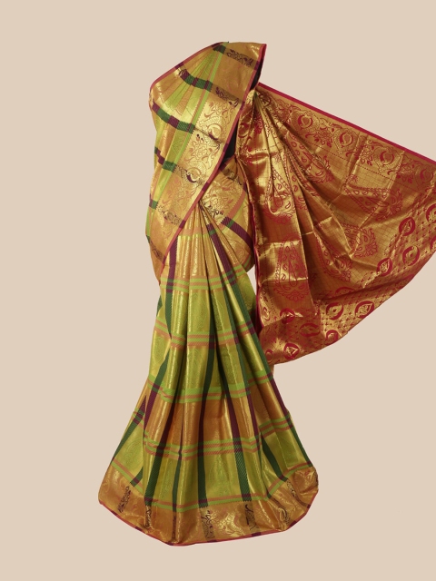 

Pothys Green & Gold-Toned Woven Design Zari Pure Silk Saree