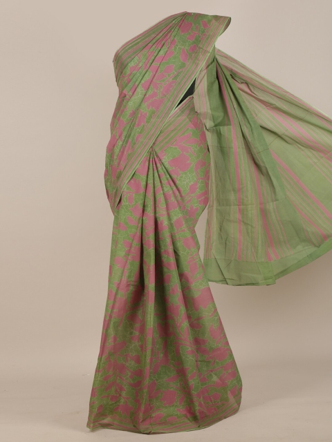 

Pothys Green & Pink Floral Pure Cotton Saree