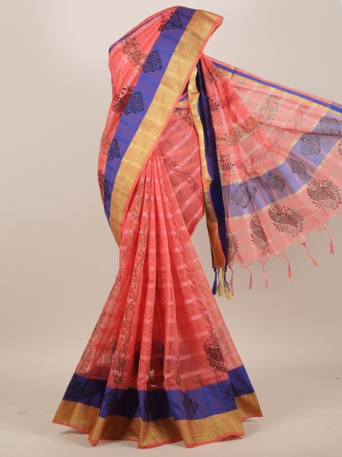 

Pothys Pink & Blue Ethnic Motifs Saree