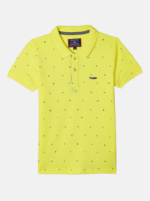 

Monte Carlo Boys Yellow Printed Polo Collar T-shirt