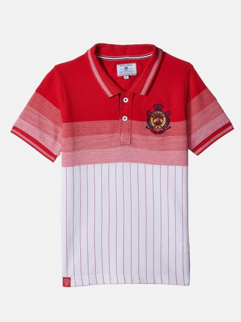 

Monte Carlo Boys Red & White Striped Cotton Polo Collar T-shirt