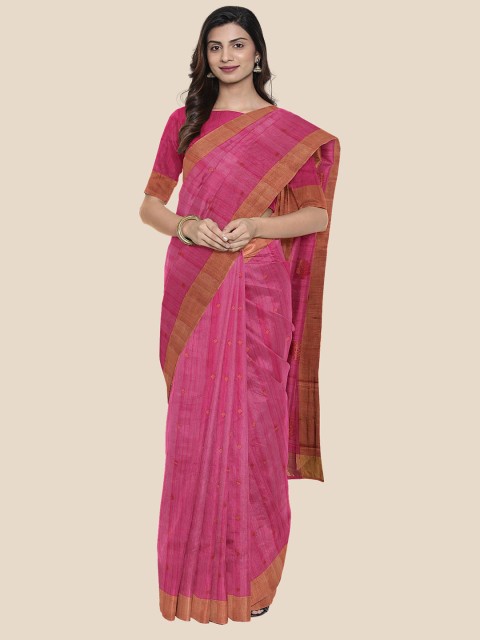 

Kalamandir Pink Ethnic Motifs Zari Chanderi Saree