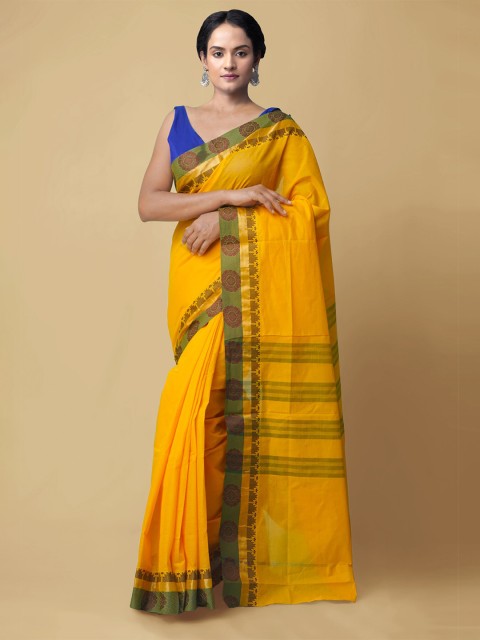 

Unnati Silks Yellow Pure Cotton Kanjeevaram Saree