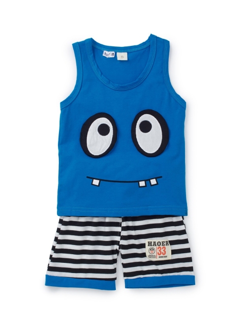 

Like A Boss Boys Blue & White Printed T-shirt with Shorts