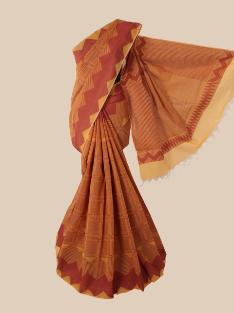 

Pothys Brown & Yellow Striped Silk Cotton Saree