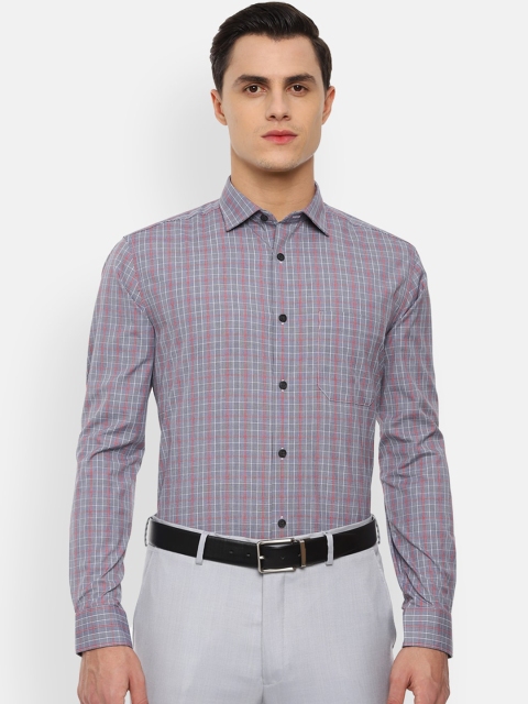 

Louis Philippe Men Grey & Red Slim Fit Checked Formal Shirt