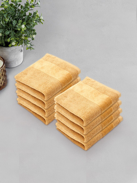 

Pure Home and Living Set Of 8 Mustard Yellow Solid 550 GSM Cotton Face Towels