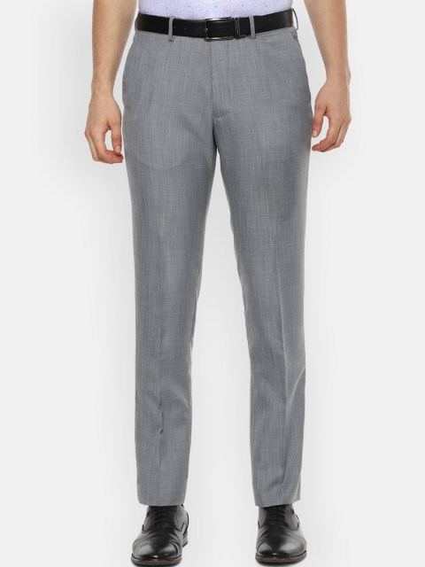 

Van Heusen Men Grey Textured Slim Fit Formal Trousers