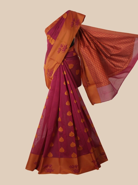 

Pothys Magenta & Orange Woven Design Silk Cotton Saree